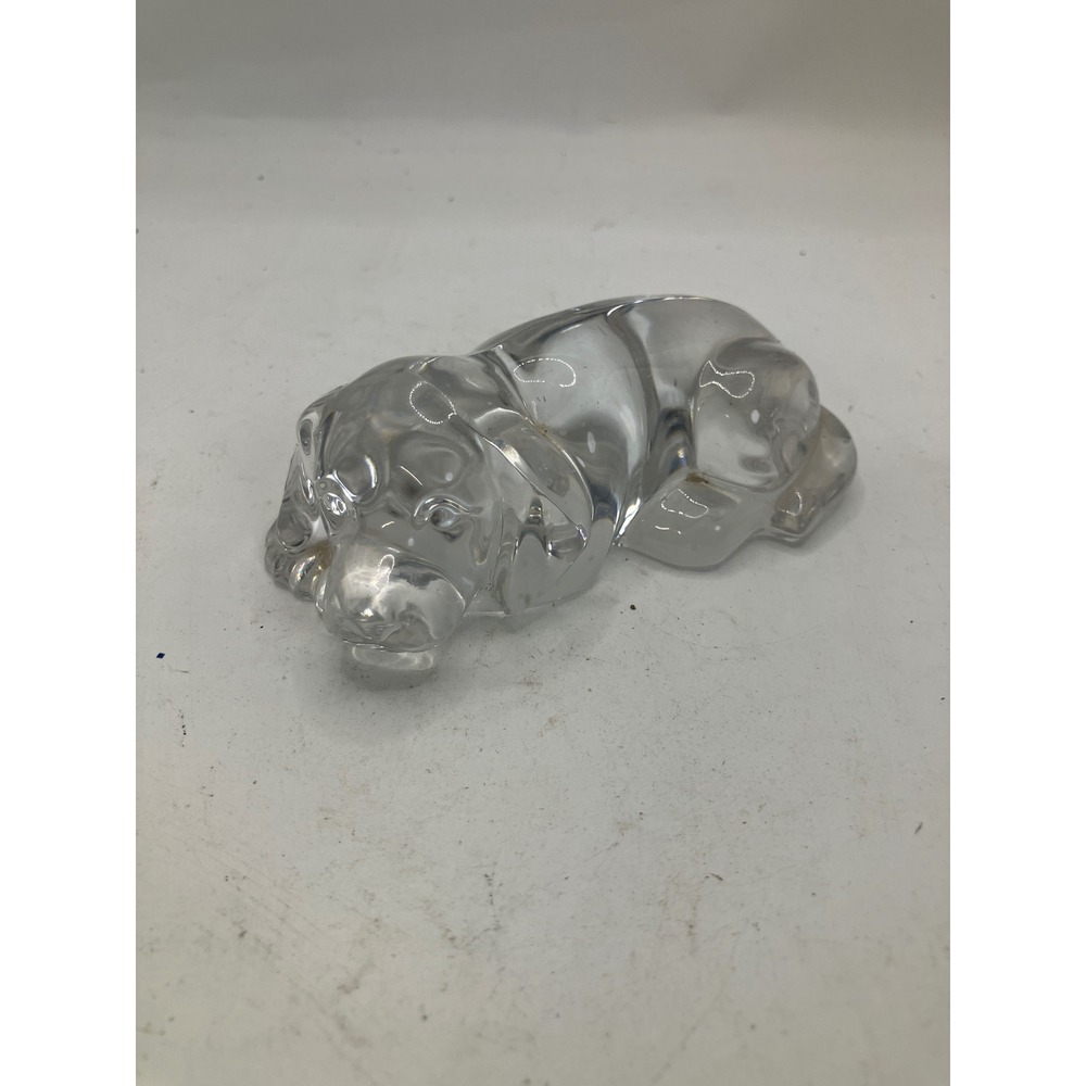 Clear Glass Dog Figurine,‎ Paperweight, Sleeping Puppy Collectible Decor